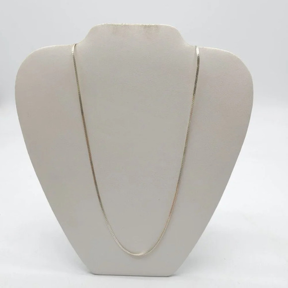 Sterling Silver Italian Herringbone Chain Necklace 29.5" Vintage (G) - Picture 1 of 6